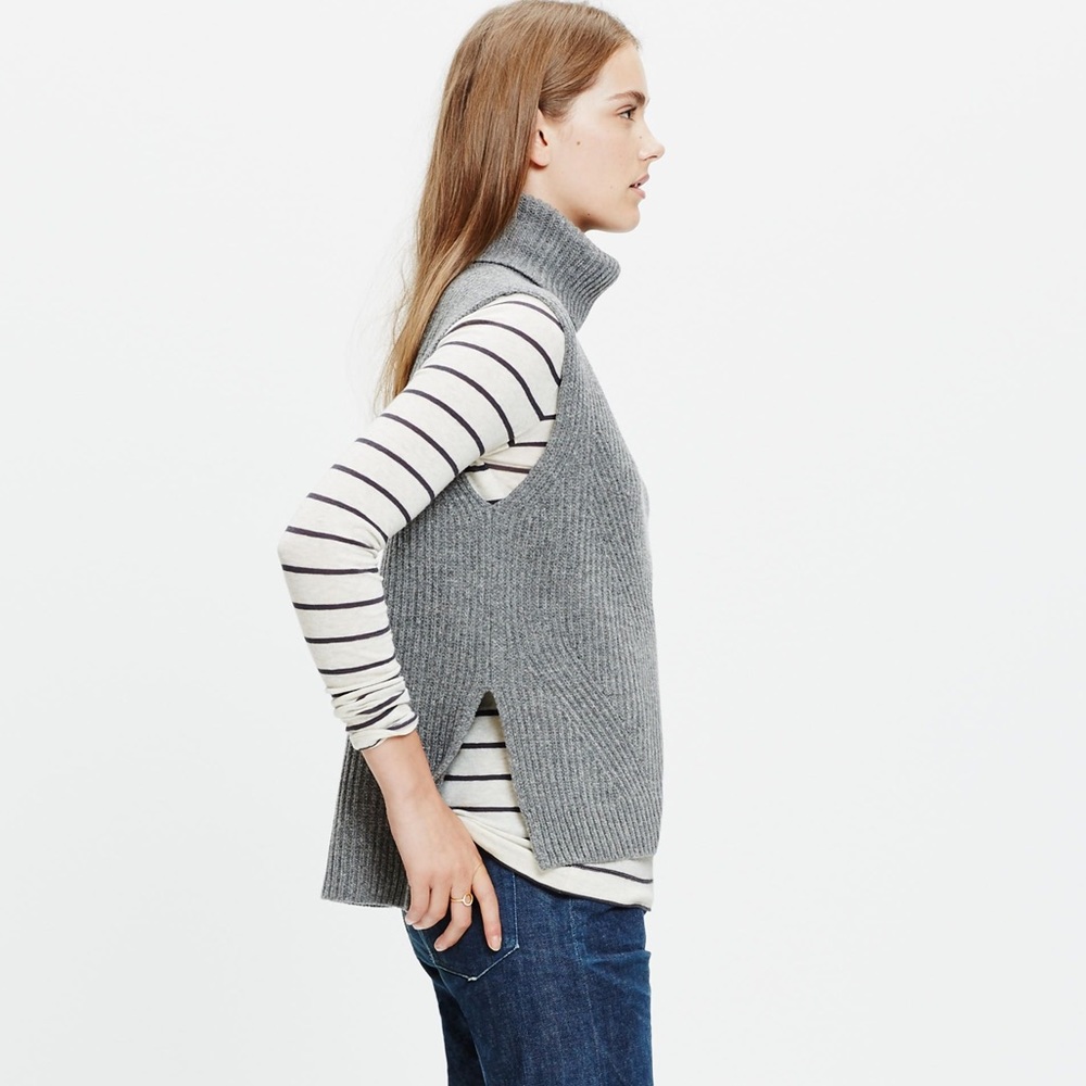 Madewell grey wool knit turtle neck tank